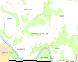 Mapa obce Lentillac-Saint-Blaise