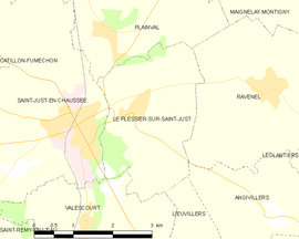 Mapa obce Le Plessier-sur-Saint-Just