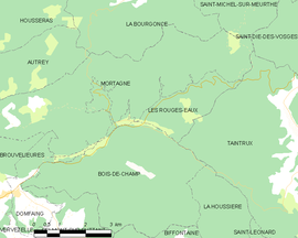 Mapa obce Les Rouges-Eaux