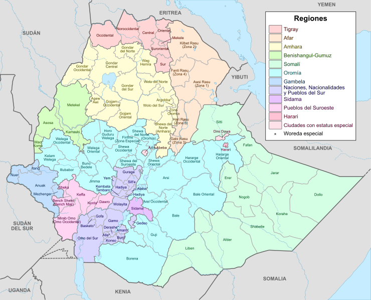 File:Map of zones of Ethiopia-es.svg