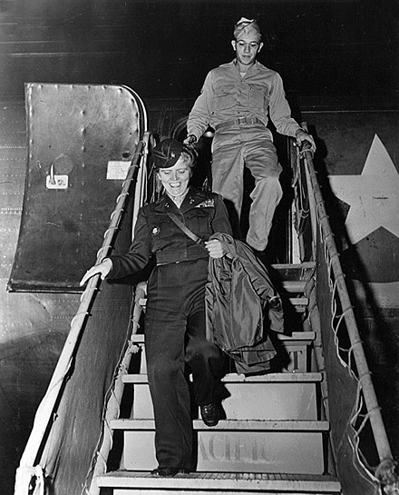 Col. Mary A. Hallaren, Director, WAC, arrives in Japan on a staff visit, 24 September 1947.