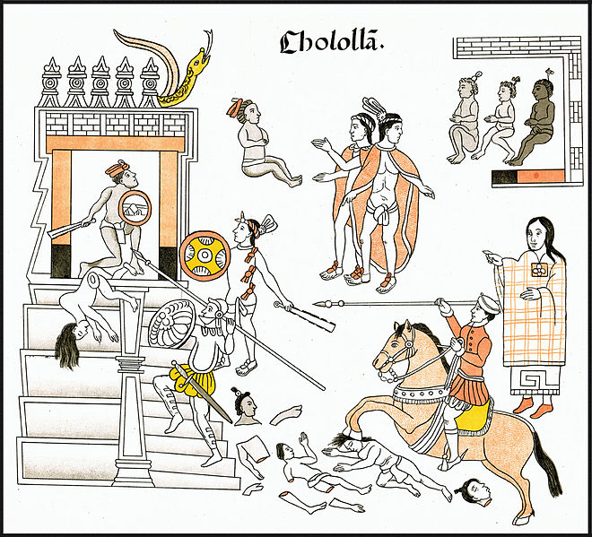 File:Matanza de Cholula por conquistadores españoles Lienzo de Tlaxcala.jpg