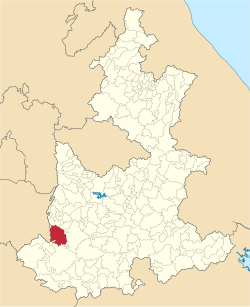 Location of the municipality in Puebla