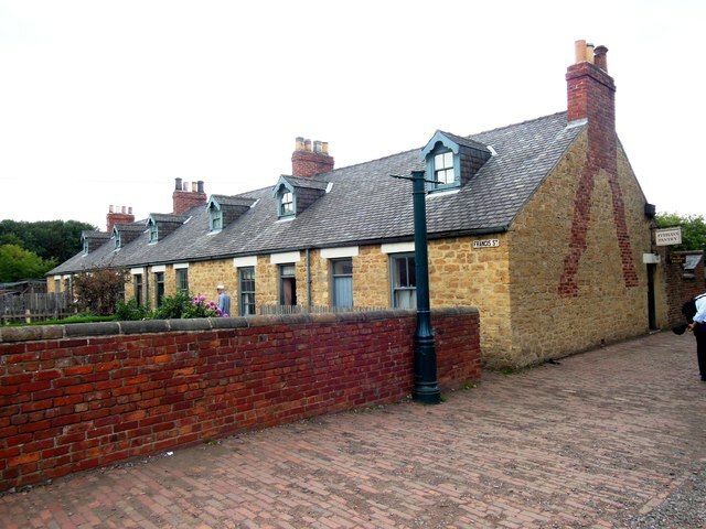 19th century coal miners' cottages rebuilt at the Beamish Museum.