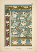 Pagina despre Nuferi, din cartea scrisă Eugène Grasset despre folosirea ornamentală a florilor (1899)