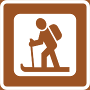 Informatory road sign for back country skiing