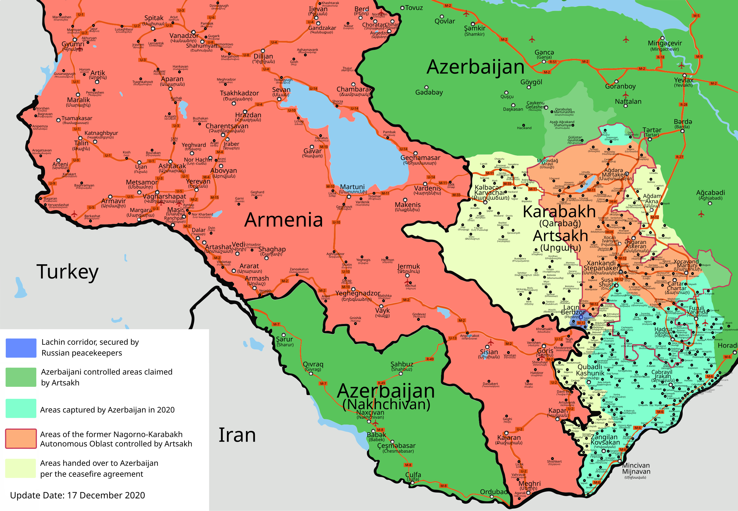 Map of Armenia and Artsakh Nagorno Karabakh in Armenian Map