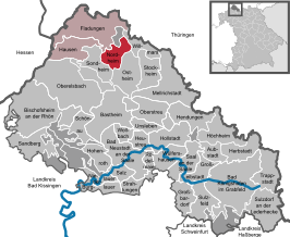 Kaart van Nordheim vor der Rhön