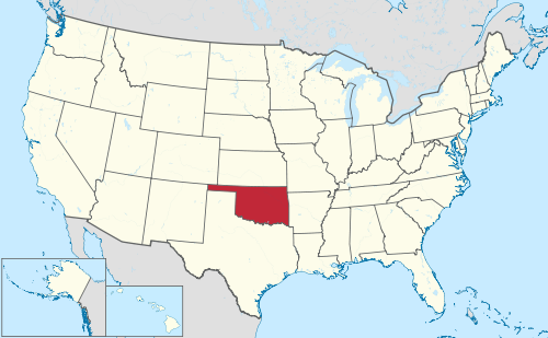 Location of Oklahoma on the U.S. map