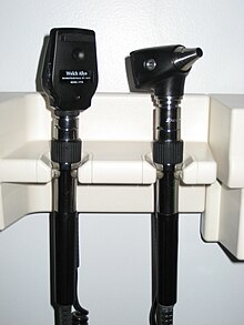 Ophthalmoscope (left) and otoscope combination by Welch Allyn Ophthalmoscope Otoscope08.JPG