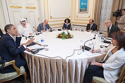 June 4, 2009 − after his speech A New Beginning at Cairo University, U.S. President Obama participates in a roundtable interview in 2009 with among others Jamal Khashoggi, Bambang Harymurti and Nahum Barnea.