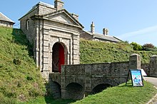 The classically styled gatehouse, built in 1700 Pendennis Castle gate.jpg