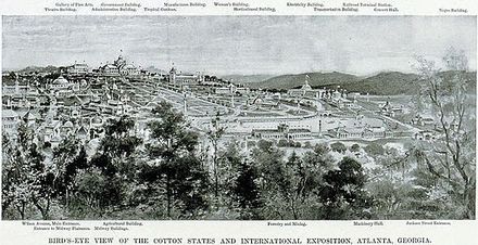 Lithograph of Piedmont Park plans for the 1895 Cotton States Exposition in Atlanta, GA c.1894