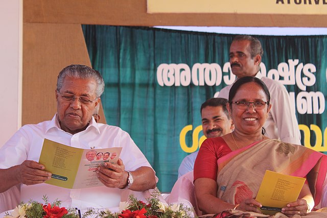 K. K Shailaja with Kerala Chief Minister Pinarayi Vijayan