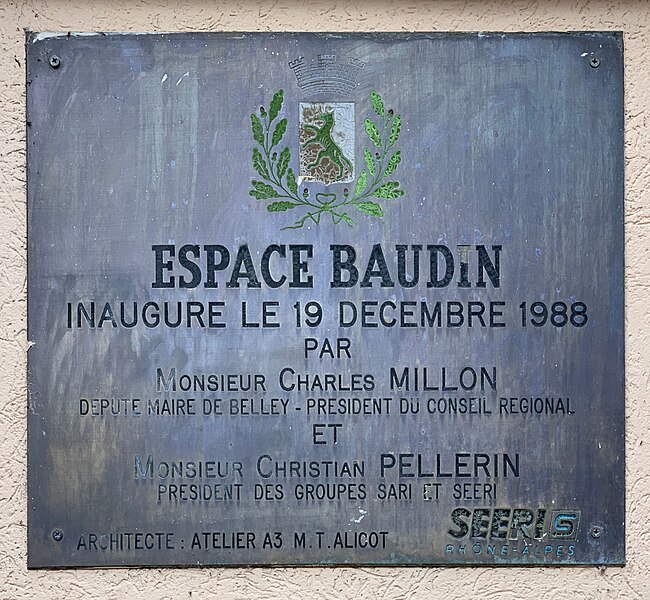 File:Plaque de l'inauguration de l'Espace Baudin (Belley).jpg