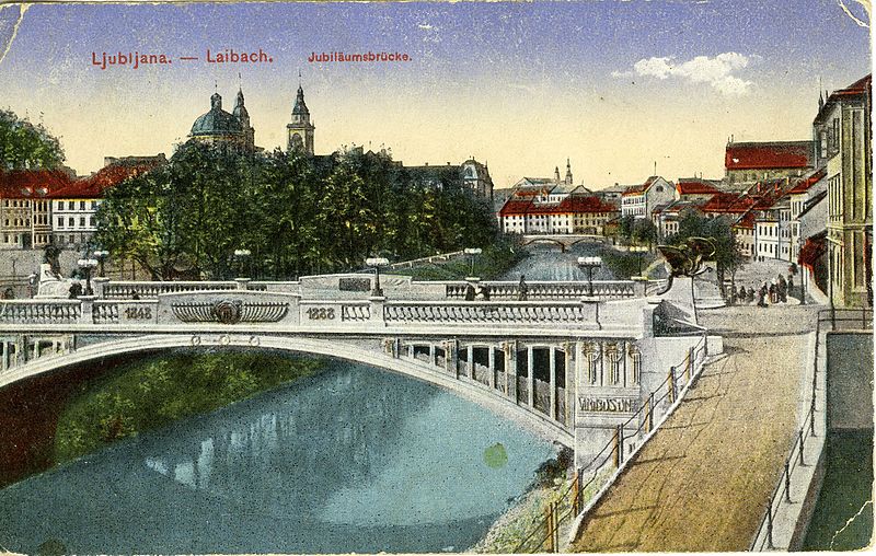 File:Postcard of the Dragon Bridge in Ljubljana 1910s (6).jpg