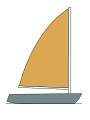 Catboat Bermudes avec un côté de la voile attaché au mât