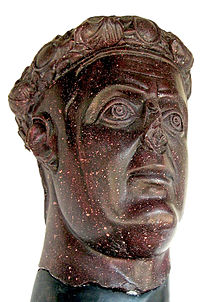 Purple-red head statue