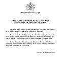 Overlijdensbericht vanuit Buckingham Palace