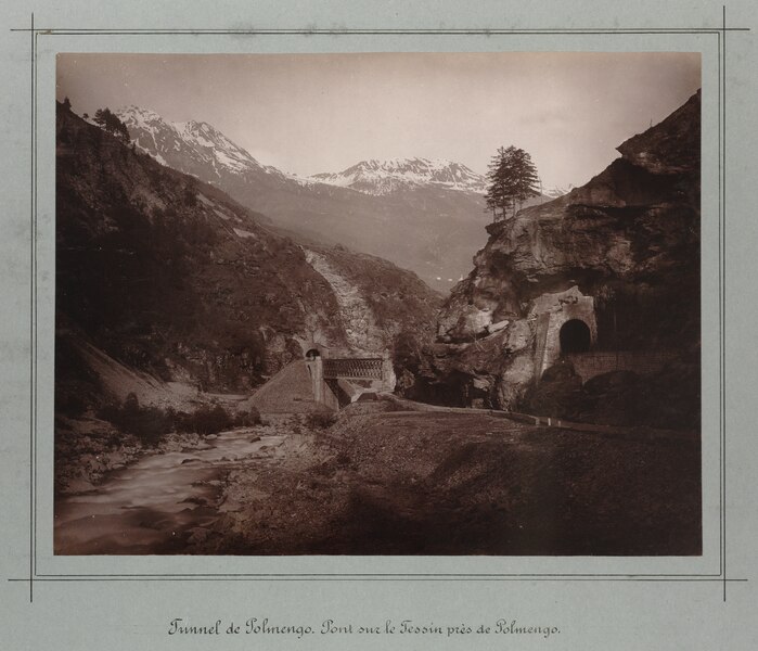 File:SBB Historic - F 111 00002 037 - Tunnel de Polmengo. Pont sur le Tessin près de Polmengo.tiff