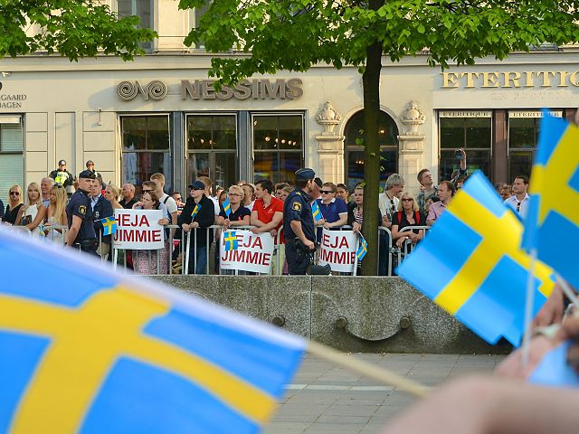 Sweden Democrat supporters in Stockholm during the 2014 European elections
