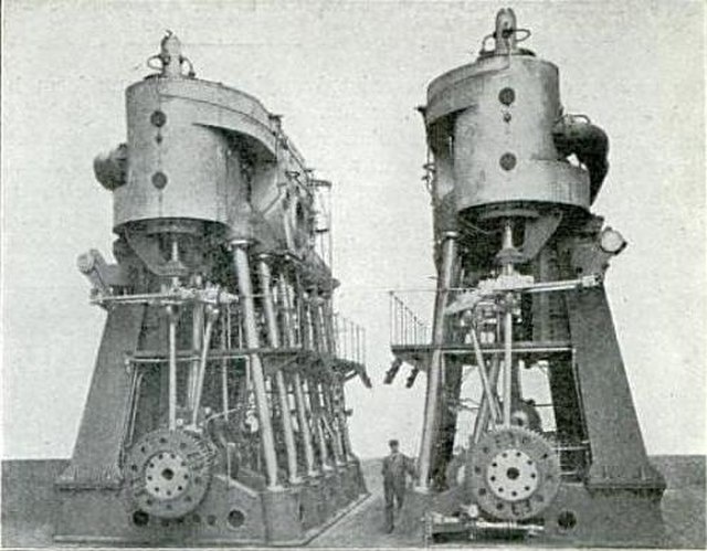 Marine steam reciprocating engines, ca. 1905