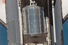 The Columbus module seen in high detail from the station, in this image taken by the Expedition 16 crew, during their photography of Atlantis prior to docking on flight day three. STS-122 Columbus in PayloadBay.jpg