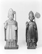 Statues de saint Lubin à la Wellcome Library, Londres. Hauteurs : 50,7 et 52 cm.