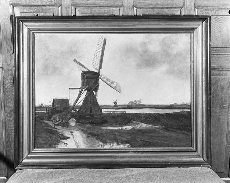 File:Schilderij van molen te Hoogmade, geschilderd door Koningin Wilhelmina - Apeldoorn - 20023516 - RCE.jpg