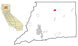 Umístění v okrese Shasta a státu Kalifornie