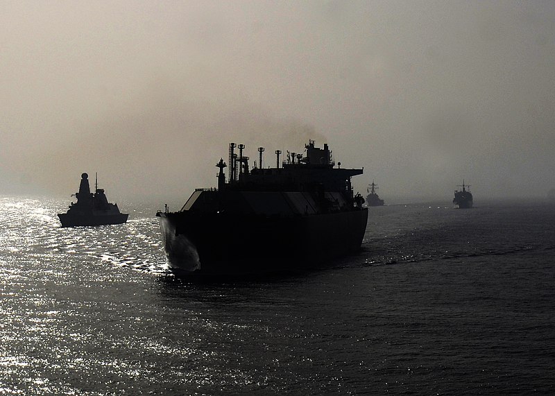 File:Ships with Combined Task Force 521 conduct convoy escort operations with a large natural gas tanker, foreground, during International Mine Countermeasures Exercise (IMCMEX) 2013 in the Persian Gulf May 21, 2013 130521-N-PV215-046.jpg