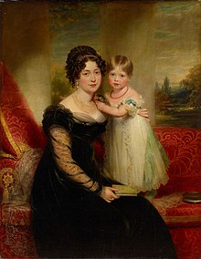 Victoria, Duchess of Kent with Princess Victoria by William Beechey, 1821. Sir William Beechey (1753-1839) - Victoria, Duchess of Kent, (1786-1861) with Princess Victoria, (1819-1901) - RCIN 407169 - Royal Collection.jpg