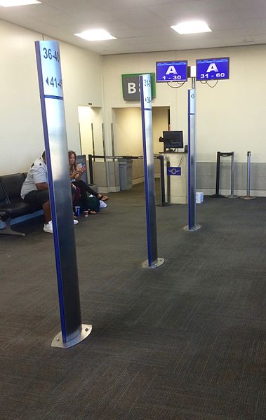 Southwest's boarding process at an airport gate