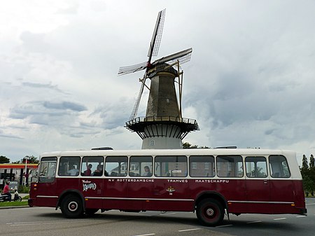 Spijkenisse molen Nooit Gedacht met oude bus De Walvis.jpg