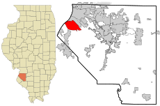 St. Clair County Illinois incorporated and unincorporated areas Cahokia highlighted.svg