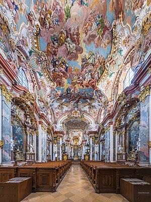 החלל הפנימי של כנסיית המנזר של וילהרינג שבאוסטריה עילית