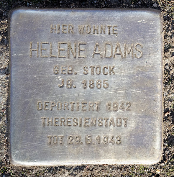 File:Stolperstein Solingen Wachtelstraße 45 Helene Adams.jpg