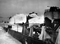 A storm in the English Channel launches its waves to the attack of an American building on the Normandy coast - June 1944