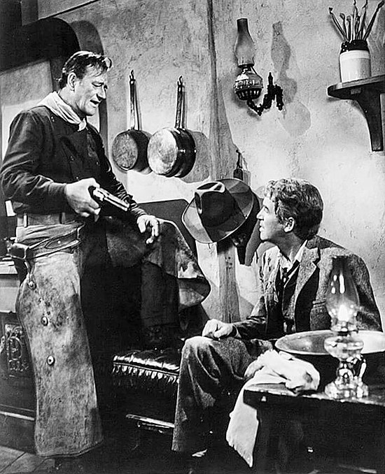Wayne and James Stewart in The Man Who Shot Liberty Valance (1962)