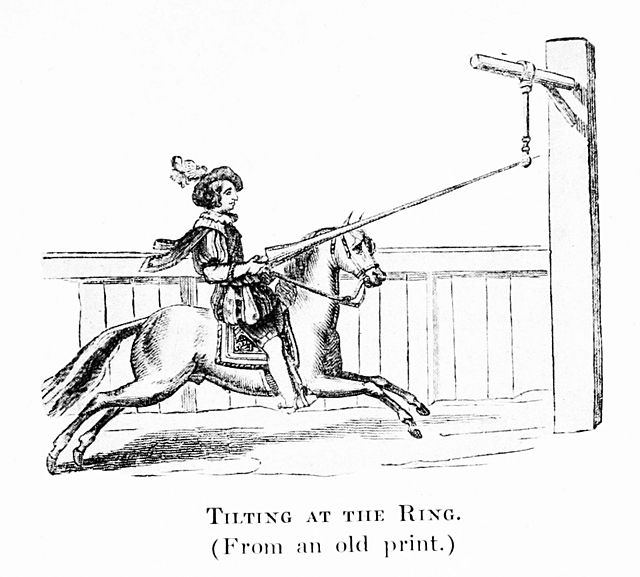 Running or tilting at the ring, an illustration derived from L'Instruction du Roy en l'exercise de monter a cheval by Antoine de Pluvinel