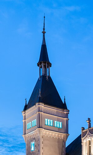 Tower of the town hall of Néris-les-Bains, Allier, France