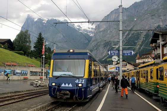 Train at Grindelwald railway station, Switzerland