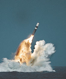Test launch of a Trident II nuclear missile by a Vanguard-class submarine Trident II missile image.jpg