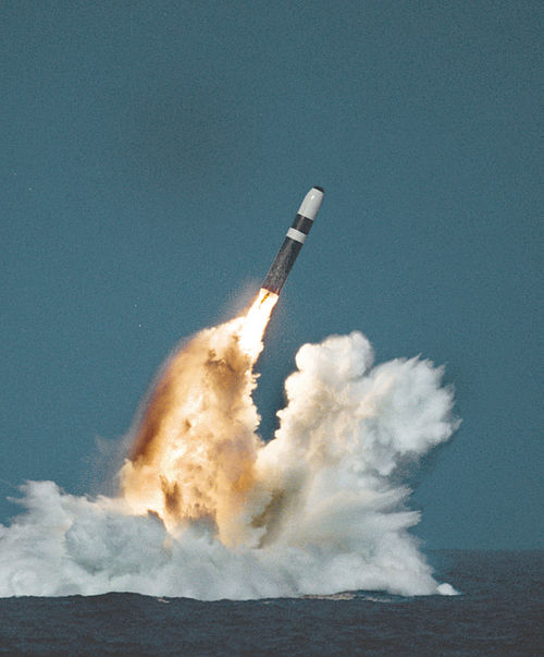 Trident II SLBM launched by ballistic missile submarine