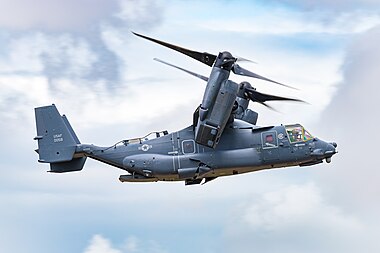 English: Bell-Boeing CV-22B Osprey of the United States Air Force (reg. 11-0058) at the Royal International Air Tattoo 2023.