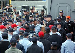 Herdt talking with sailors in March 2002. US Navy 020328-N-2716-P-001 MCPON visits 6th Fleet Flag Ship.jpg