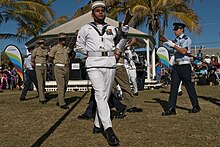 Members of Australia's Federation Guard during a display in 2011. US Navy 110709-N-CZ945-602 Australia's Federation Guard performs at the opening ceremony for Talisman Sabre 2011.jpg