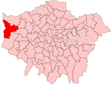 Uxbridge and South Ruislip from 2024 Uxbridge and South Ruislip 2023 Constituency.svg