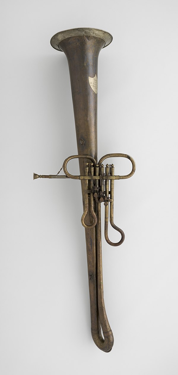 Valved ophicleide built c. 1838–40 by Leopold Uhlmann, Vienna. Metropolitan Museum of Art, New York