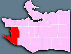 Dunbar – Southlands okulunun Vancouver şehrindeki konumu